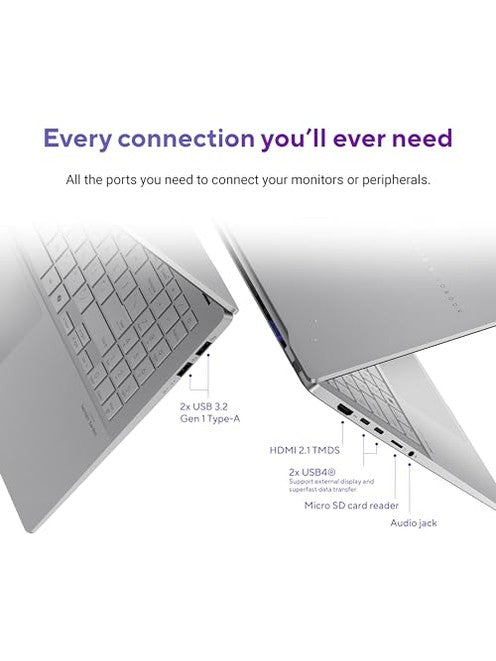 ASUS Vivobook S 15 Laptop; Copilot+ PC, 15.6” 3K 120Hz OLED Display, Qualcomm Snapdragon X Elite X1E-78-100 12-Core Processor, 16GB RAM, 1TB SSD, Windows 11 Home, Cool Silver, S5507QAD-PS96