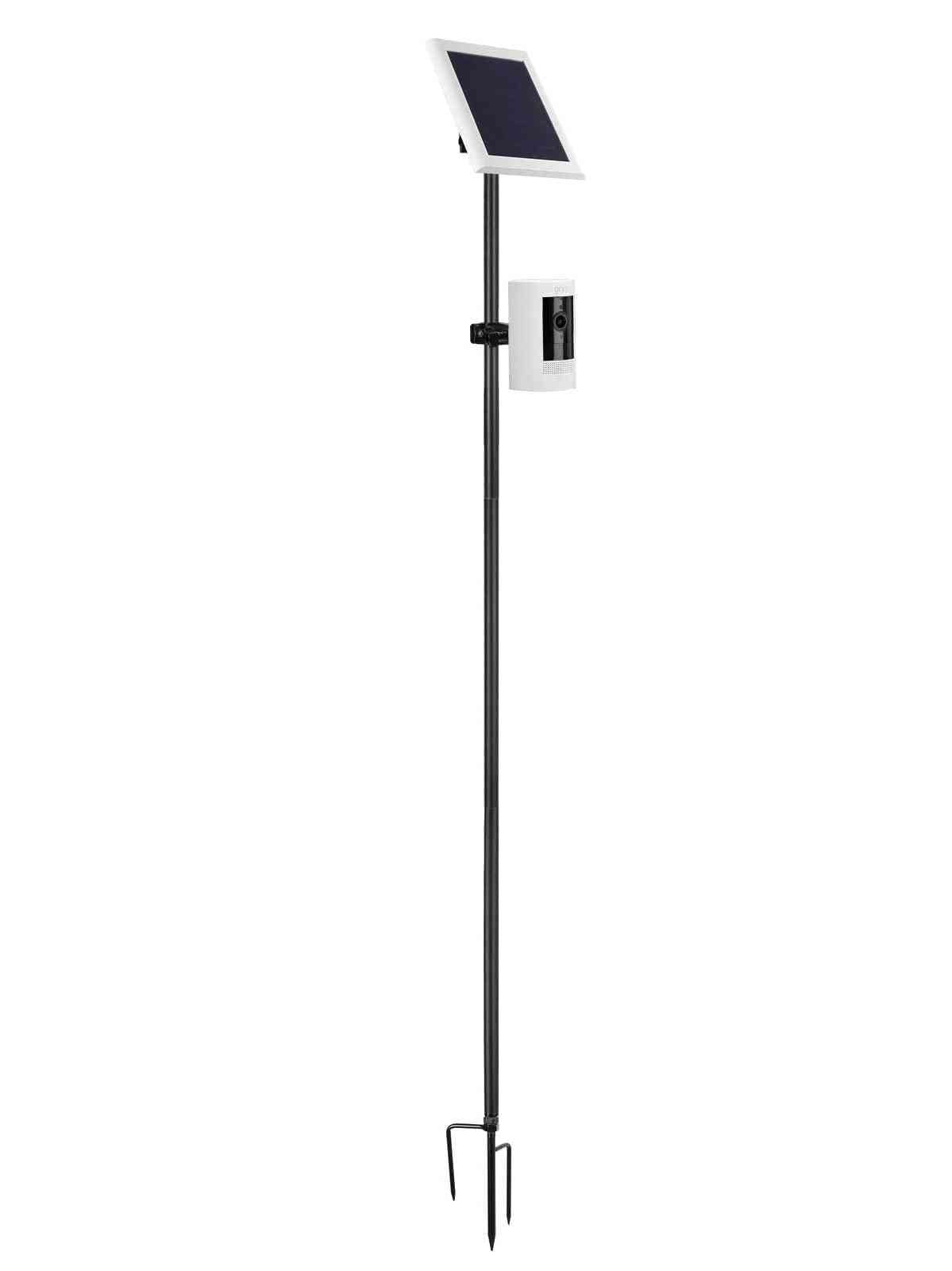 Holicfun 2-in-1 Ground Stake Mount Stand for Outdoor Security Cameras and Solar Panels, Universally Compatible with Ring, Blink, Google Nest, Eufy, Arlo, Wyze, SimpliSafe, and More (Black)