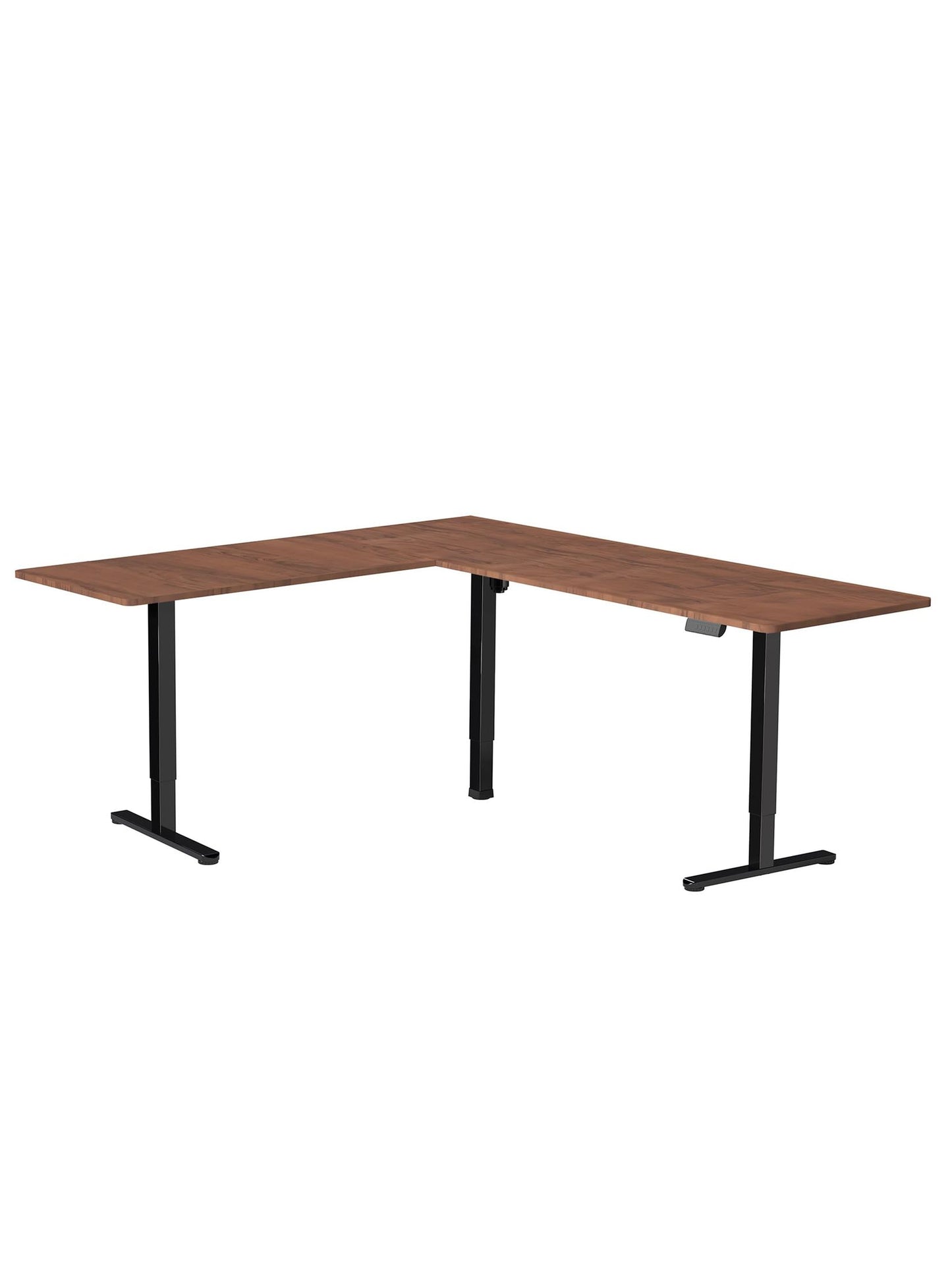 VIVO Electric Corner L-Shaped 75 x 63 inch Standing Desk, Height Adjustable, Memory Controller, Dark Walnut Top Black Frame, DESK-E3CTD-75
