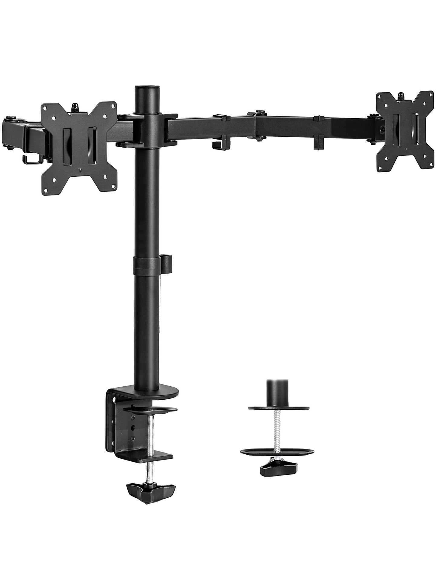 VIVO Dual Monitor Desk Mount, Heavy Duty Fully Adjustable Steel Stand, Holds 2 Computer Screens up to 30 inches and Max 22lbs Each, Black, STAND-V002