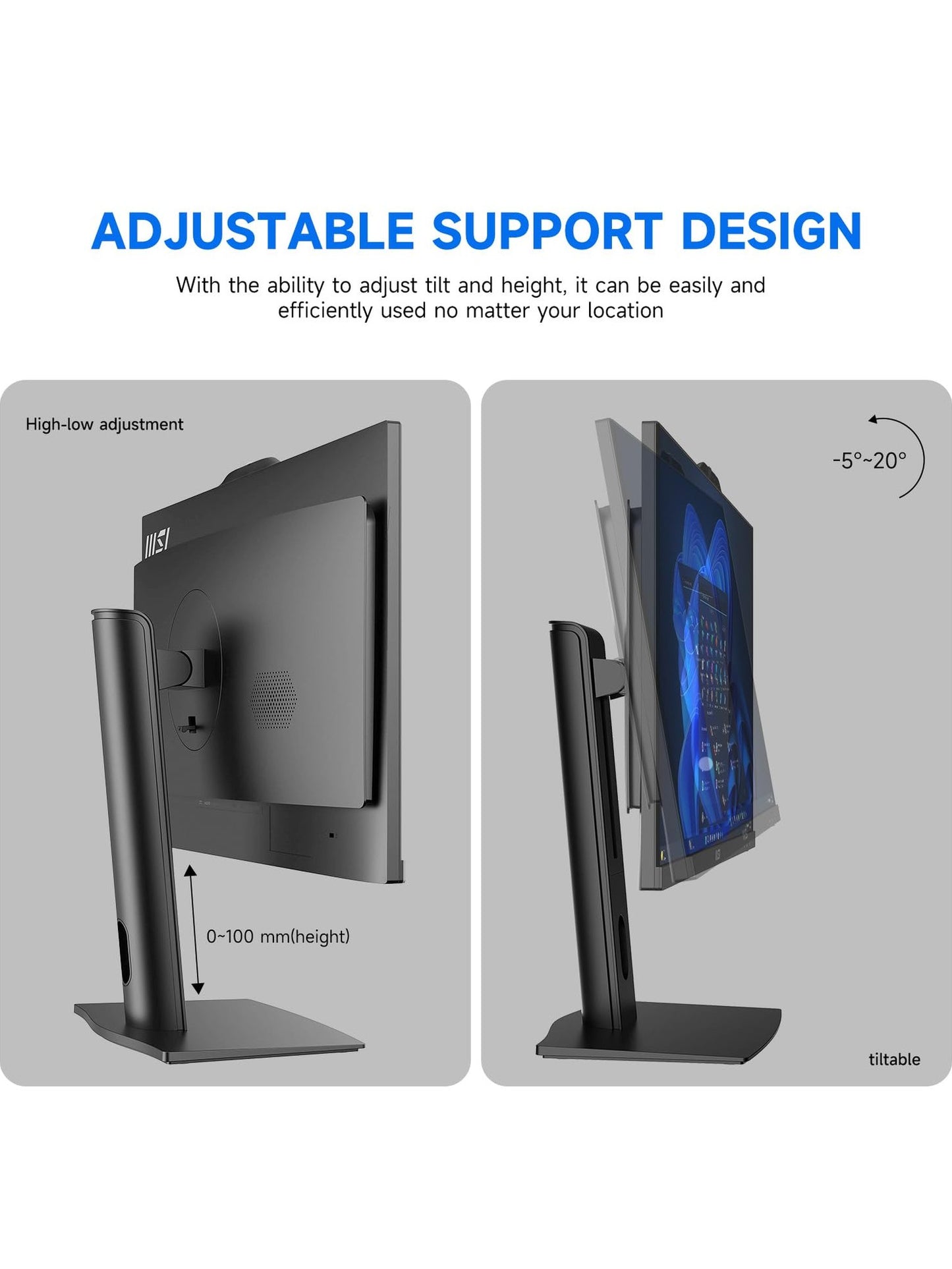MSI Pro 23.8" FHD 100Hz Intel i5-14400 Business AI AIO Desktop, 32GB RAM, 1TB SSD, Adjustable Height & Angle, Webcam, Mountable Design, Bundle with Thunderobot ML101 Wireless Mouse