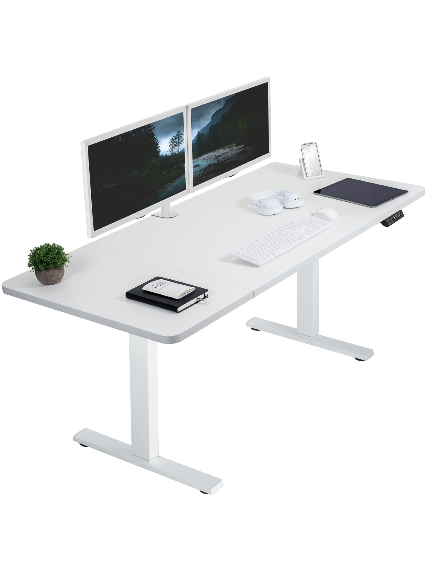 VIVO Electric 60 x 30 inch Standing Desk Workstation, Memory Controller Height Adjustment, 1B Series, White Top White Frame, DESK-KIT-1W6W-30