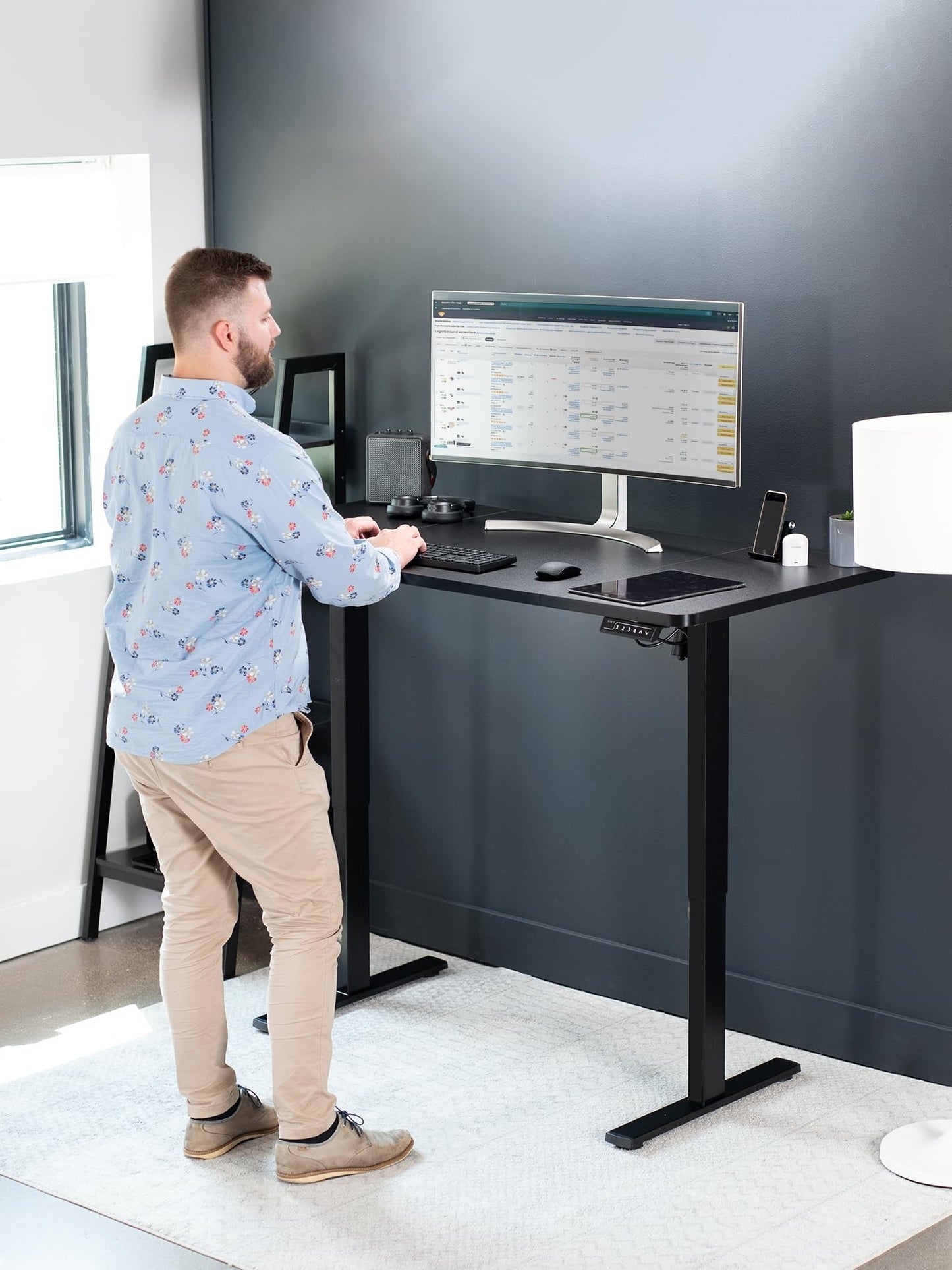 VIVO Electric 60 x 30 inch Standing Desk Workstation, Memory Controller Height Adjustment, 1B Series, Black Top Black Frame, DESK-KIT-1B6B-30