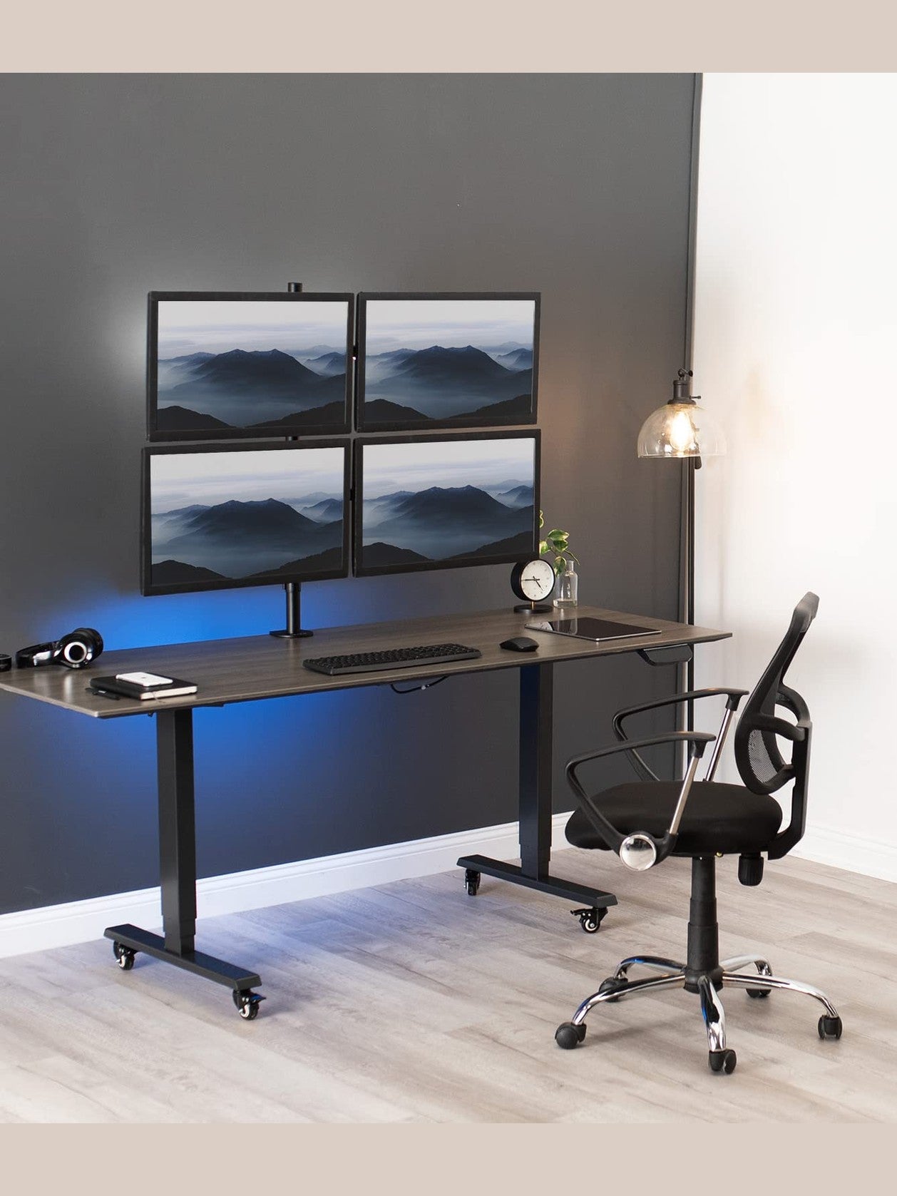 VIVO Quad 13 to 30 inch LCD Monitor Desk Mount, Fully Adjustable Stand with Tilt and Swivel, Holds 4 Screens with Max VESA 100x100, STAND-V004