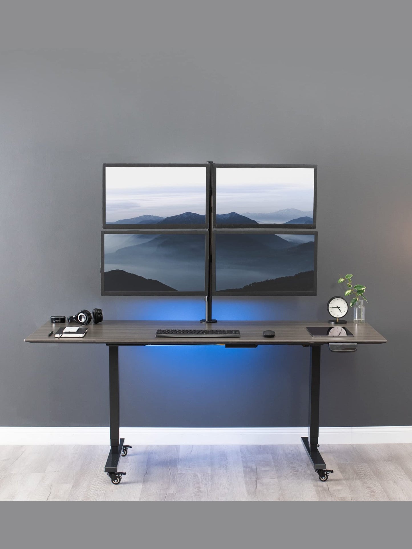 VIVO Quad 13 to 30 inch LCD Monitor Desk Mount, Fully Adjustable Stand with Tilt and Swivel, Holds 4 Screens with Max VESA 100x100, STAND-V004