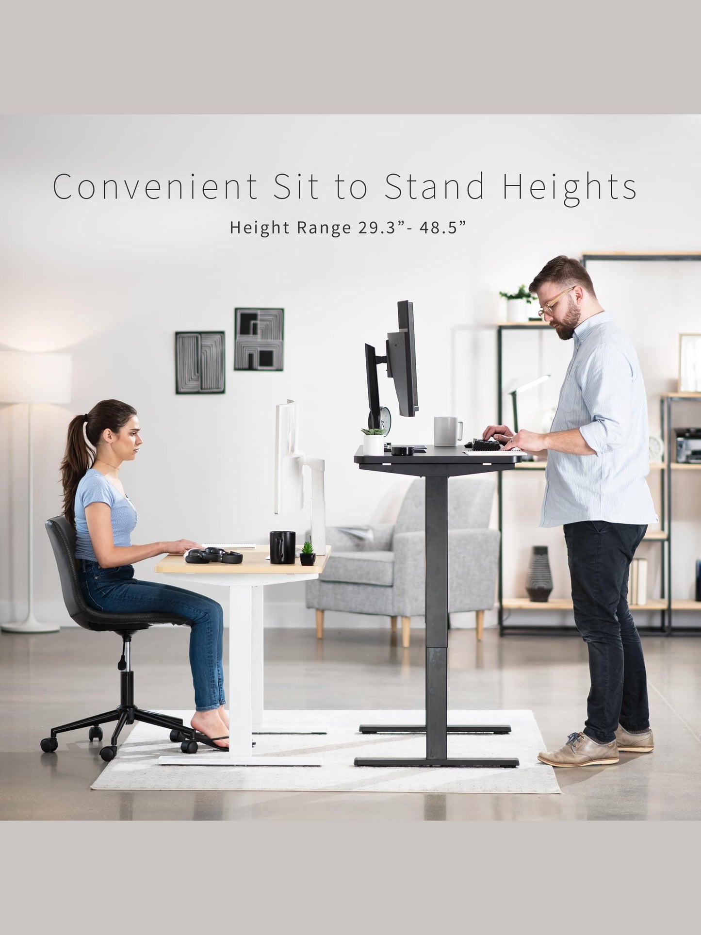 VIVO Electric 43 x 24 inch Standing Desk Workstation, Memory Controller Height Adjustment, 1B Series, One-Piece Black Top, Black Frame, DESK-KIT-1B4B