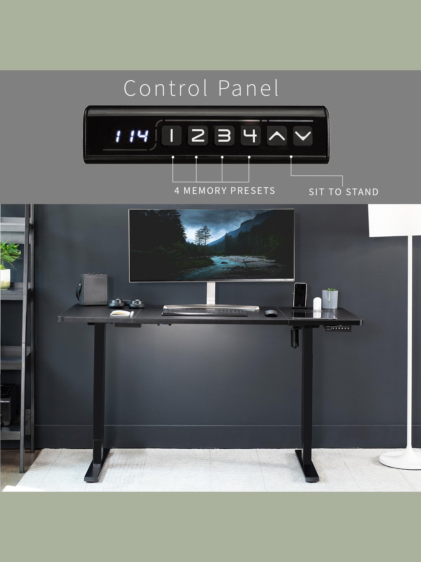VIVO Electric 60 x 30 inch Standing Desk Workstation, Memory Controller Height Adjustment, 1B Series, Black Top Black Frame, DESK-KIT-1B6B-30