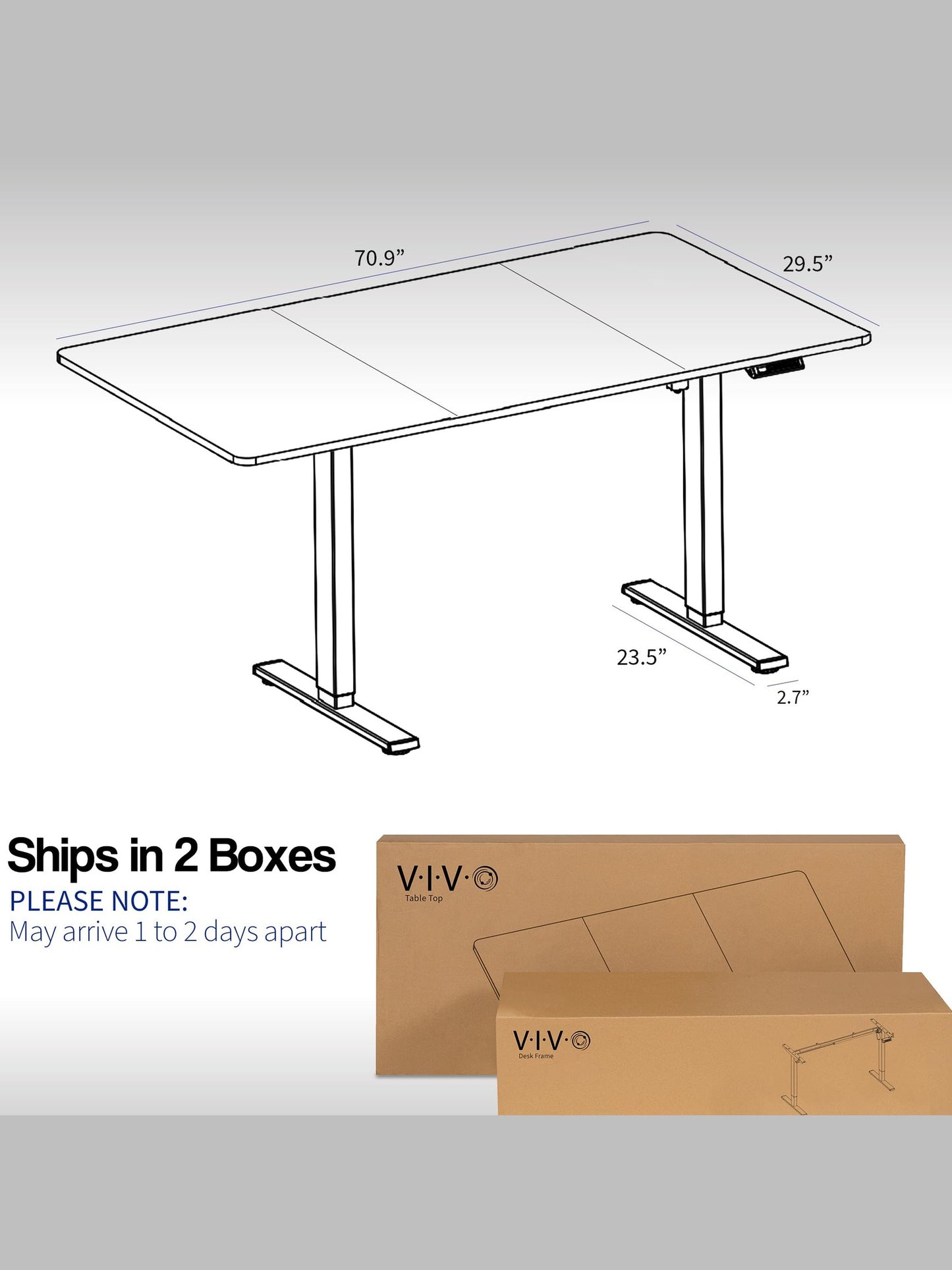VIVO Electric 71 x 30 inch Standing Desk Workstation, Memory Controller Height Adjustment, 1B Series, White Top White Frame, DESK-KIT-1W7W