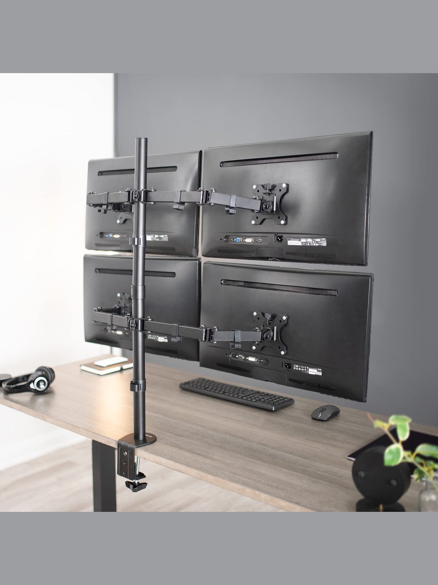 VIVO Quad 13 to 30 inch LCD Monitor Desk Mount, Fully Adjustable Stand with Tilt and Swivel, Holds 4 Screens with Max VESA 100x100, STAND-V004