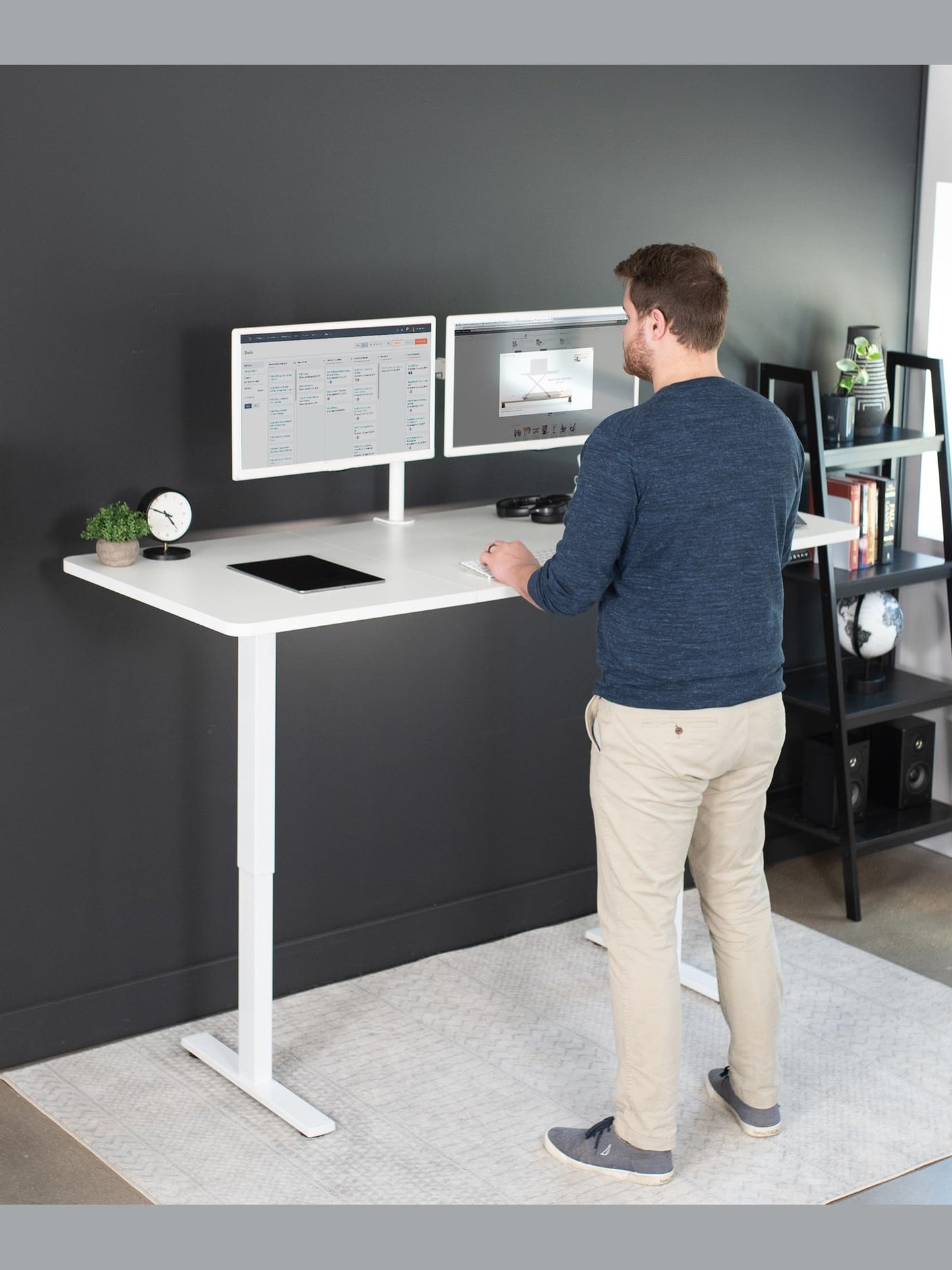 VIVO Electric 71 x 30 inch Standing Desk Workstation, Memory Controller Height Adjustment, 1B Series, White Top White Frame, DESK-KIT-1W7W