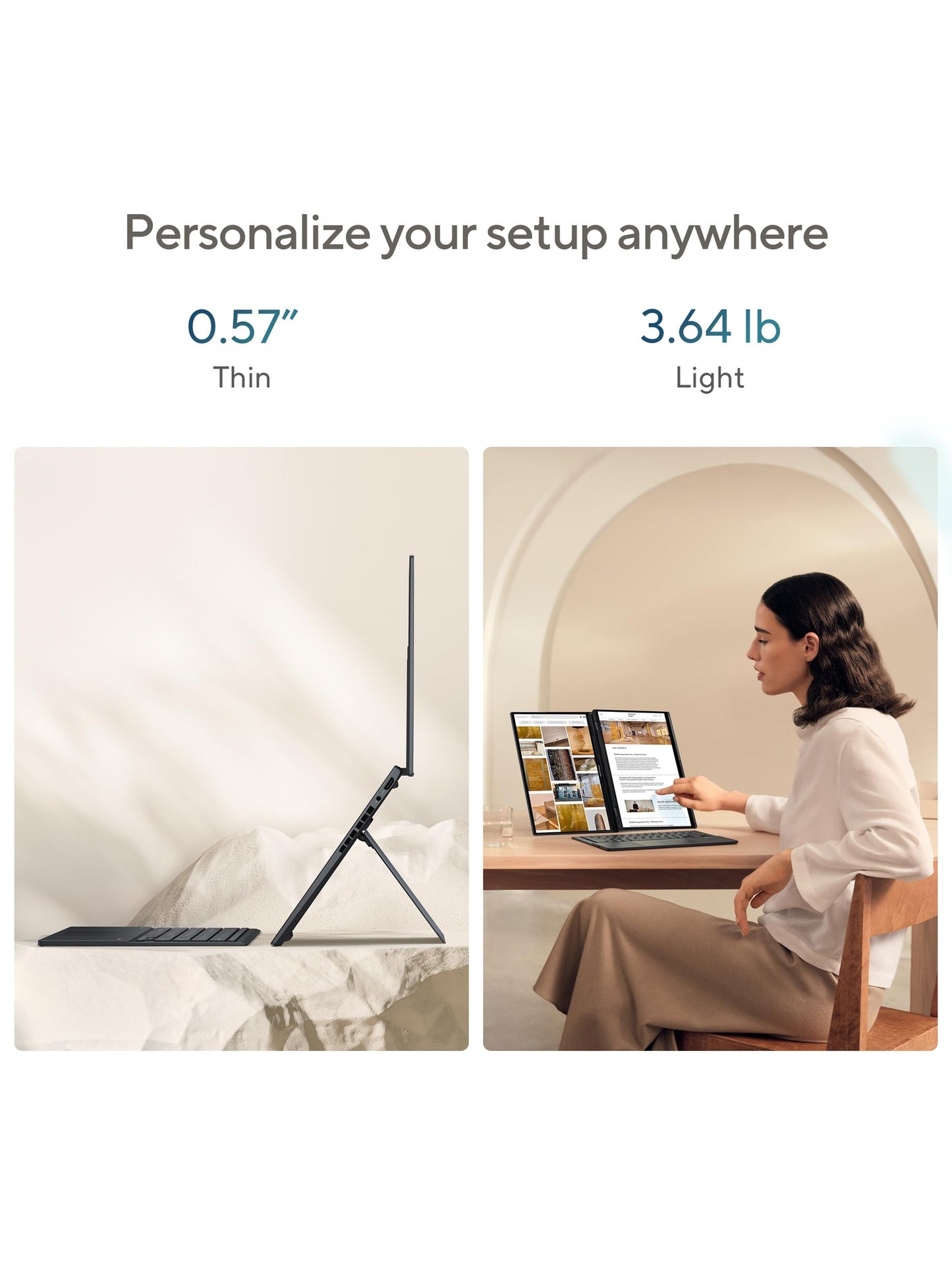 ASUS Zenbook DUO Dual 14" OLED 3K 120Hz Touchscreen Laptop Intel Core Ultra 9 285H 32GB RAM 1TB SSD Inkwell Gray