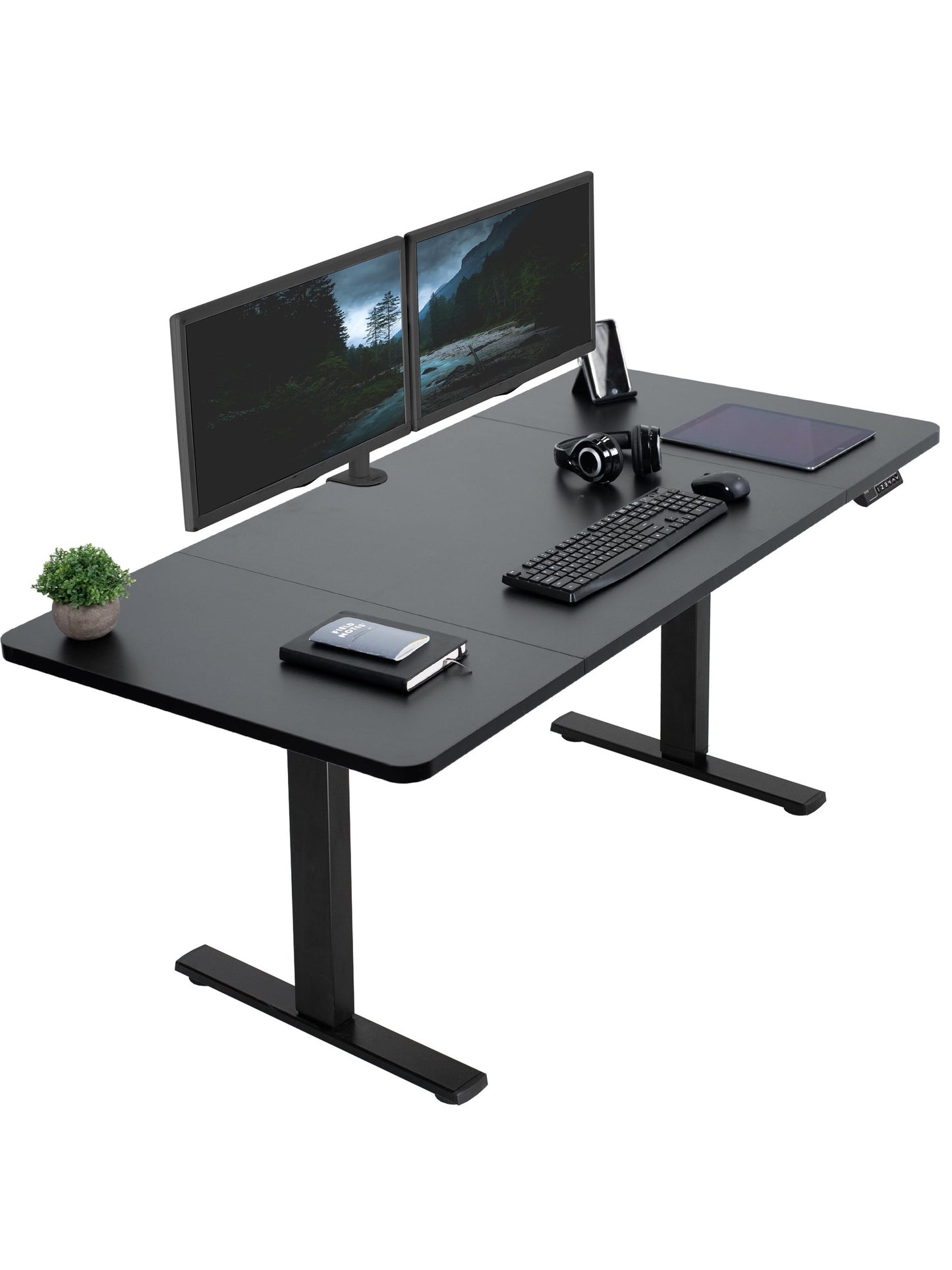 VIVO Electric 60 x 30 inch Standing Desk Workstation, Memory Controller Height Adjustment, 1B Series, Black Top Black Frame, DESK-KIT-1B6B-30