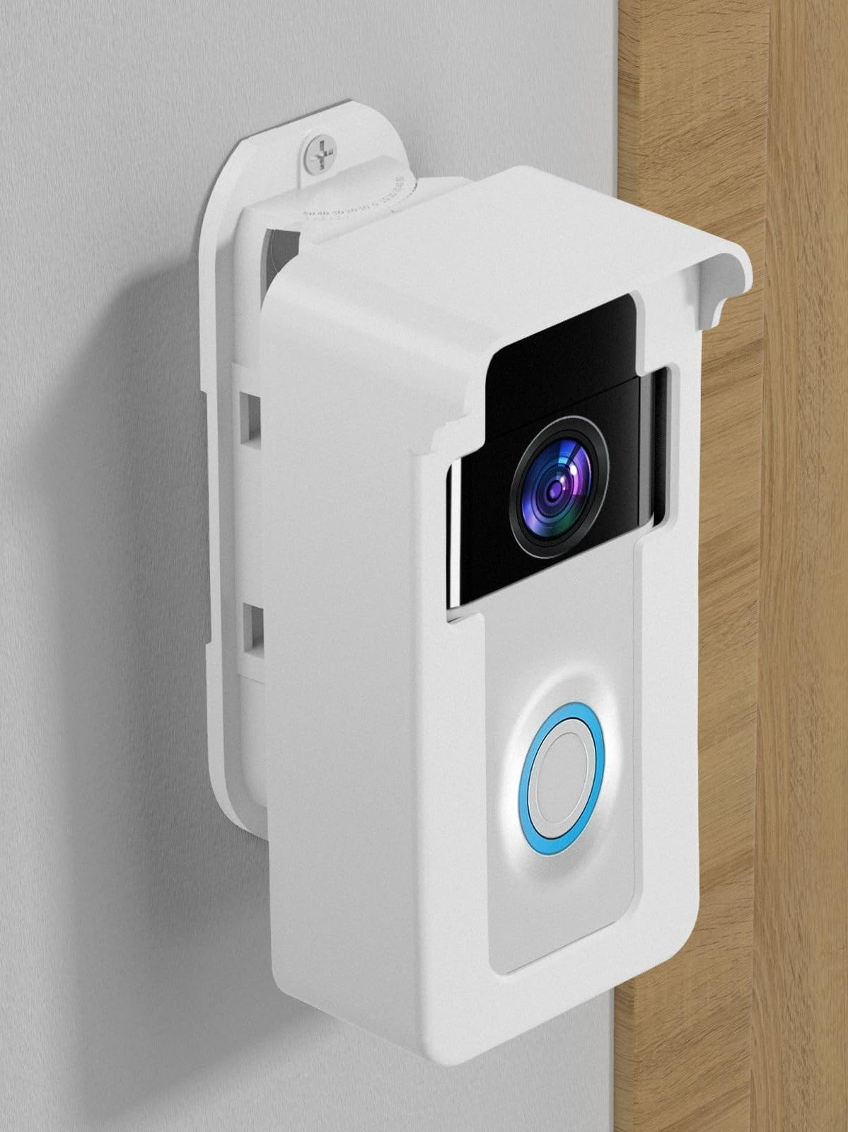 Anti-Theft Doorbell Angle Mount Compatible with Ring/Blink Video Doorbell 1 2 3 Plus 4 Pro 2, Outdoor Camera Mount Holder 45-135 Degree Adjustable, Doorbell Door Mount for Apartments, White