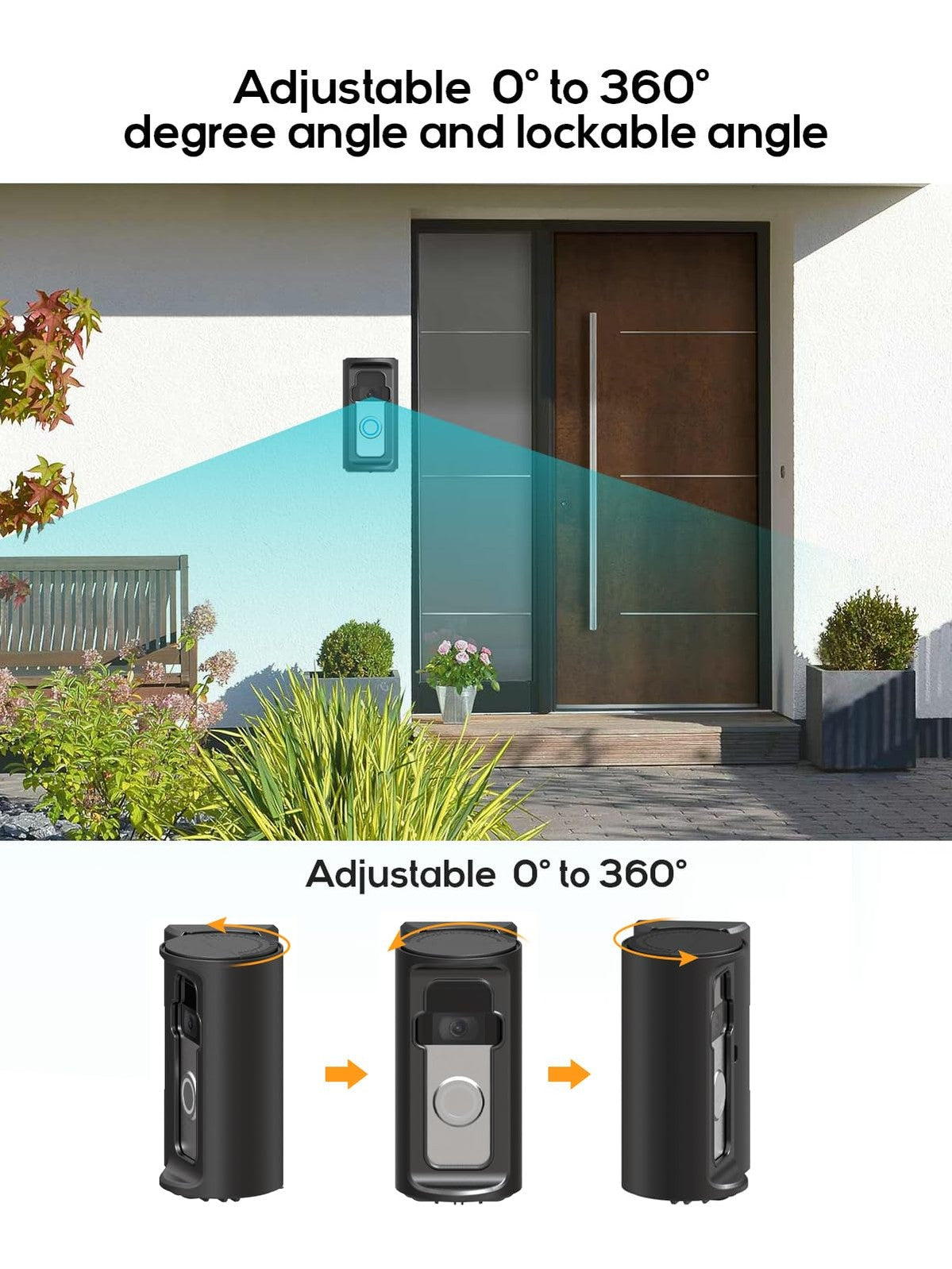 Adjustable 360° Degree Doorbell Angle Mount Compatible with Ring/Blink Wireless Video Doorbell/Battery Doorbell Plus/Pro Mount, Ring Camera Holder Door Mount no Drill