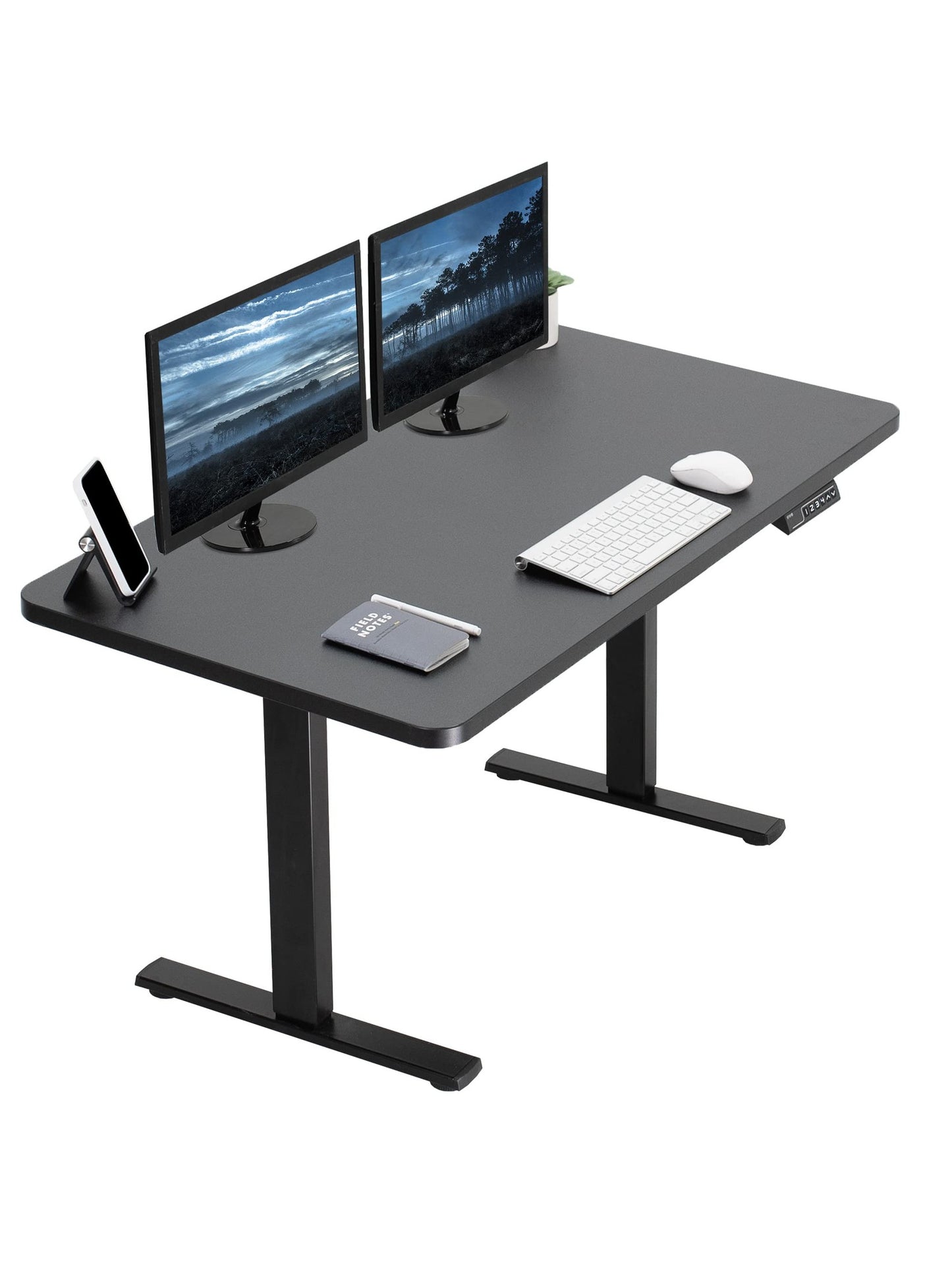 VIVO Electric 43 x 24 inch Standing Desk Workstation, Memory Controller Height Adjustment, 1B Series, One-Piece Black Top, Black Frame, DESK-KIT-1B4B
