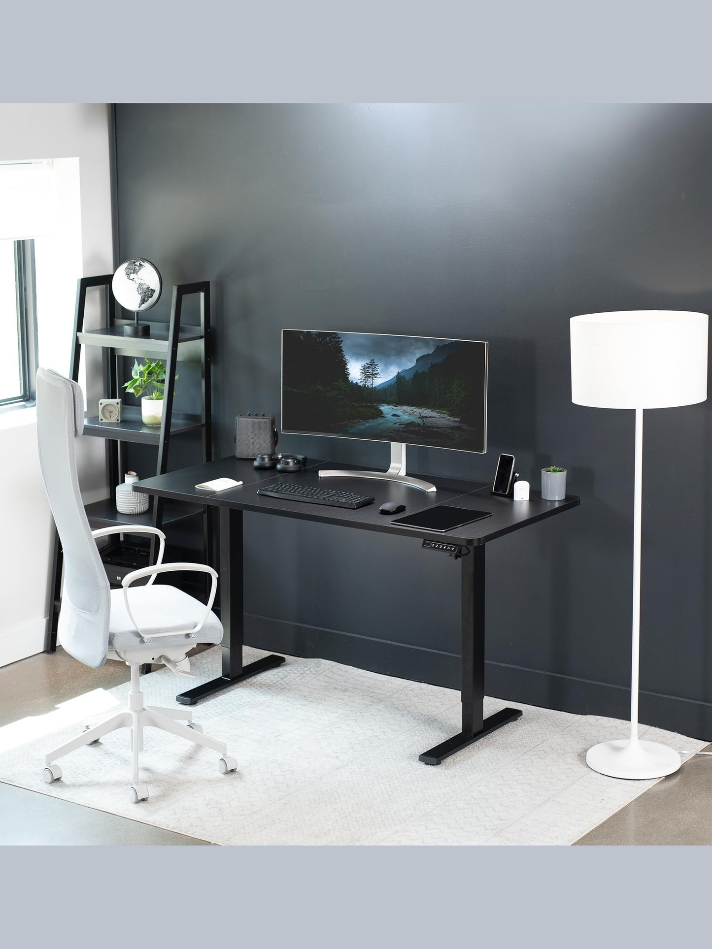 VIVO Electric 60 x 30 inch Standing Desk Workstation, Memory Controller Height Adjustment, 1B Series, Black Top Black Frame, DESK-KIT-1B6B-30