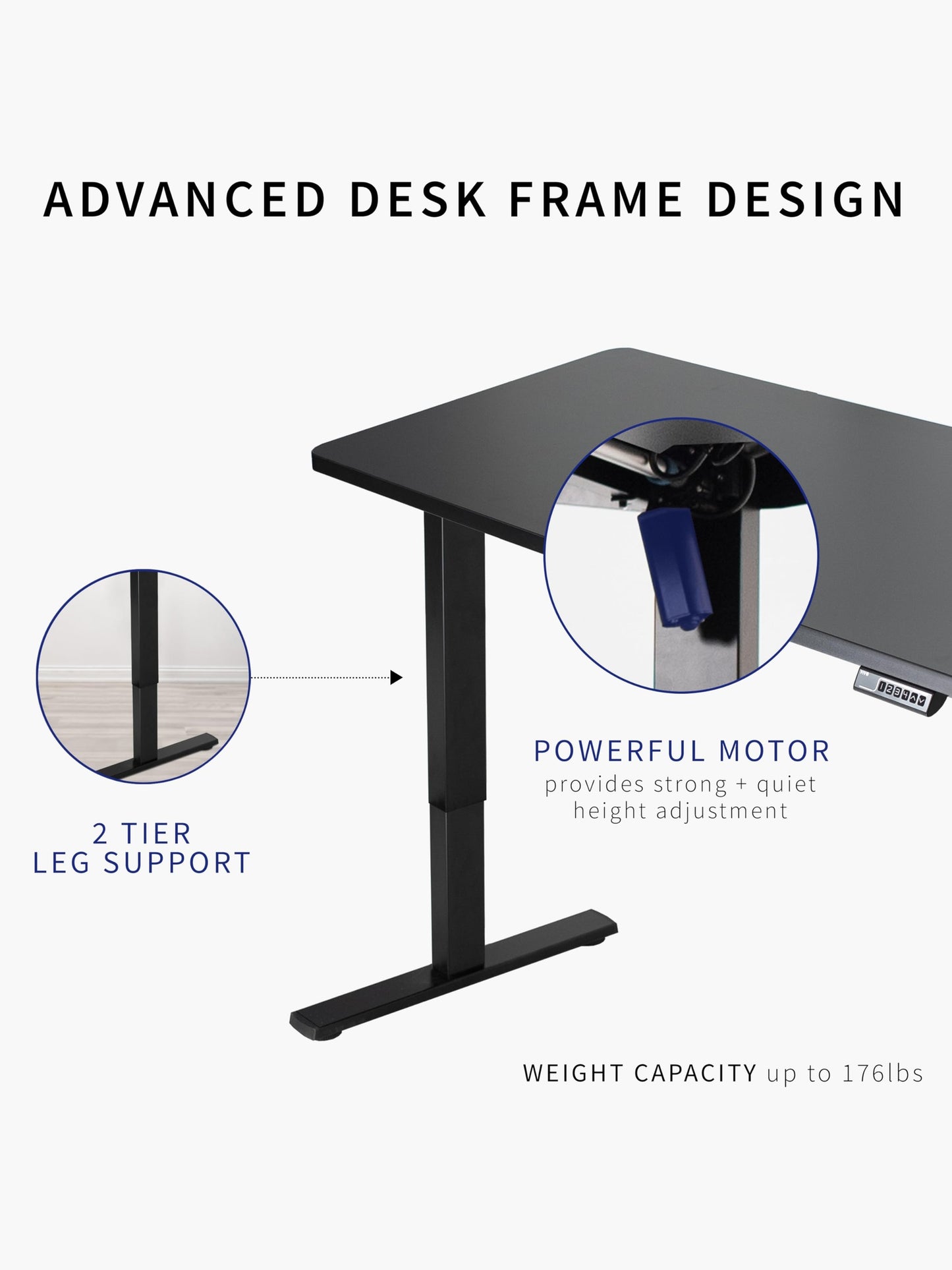VIVO Electric 43 x 24 inch Standing Desk Workstation, Memory Controller Height Adjustment, 1B Series, One-Piece Black Top, Black Frame, DESK-KIT-1B4B