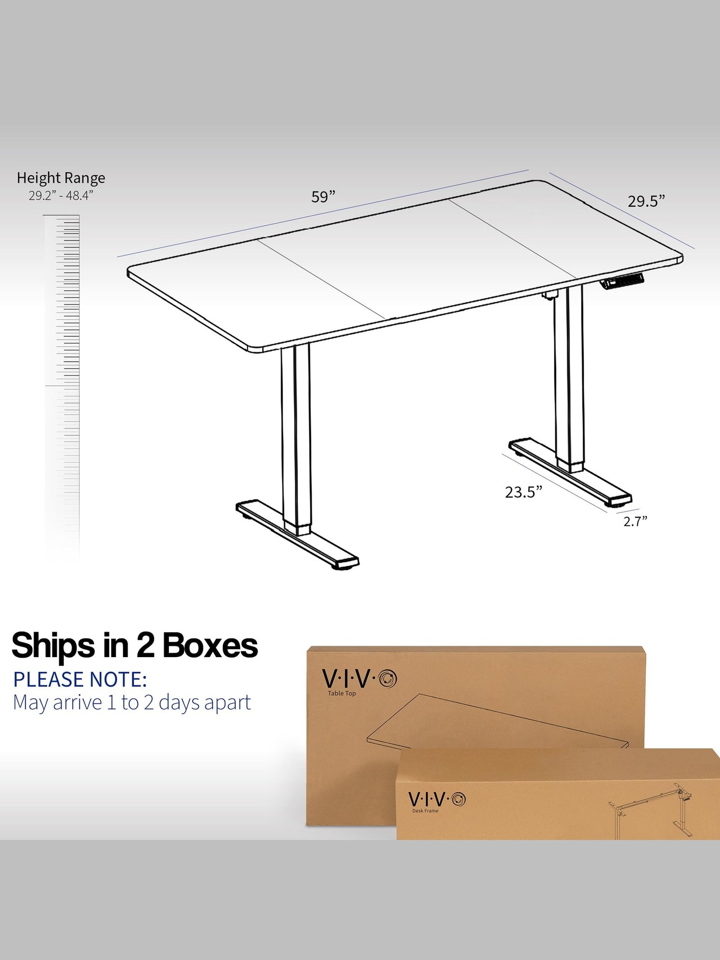 VIVO Electric 60 x 30 inch Standing Desk Workstation, Memory Controller Height Adjustment, 1B Series, White Top White Frame, DESK-KIT-1W6W-30