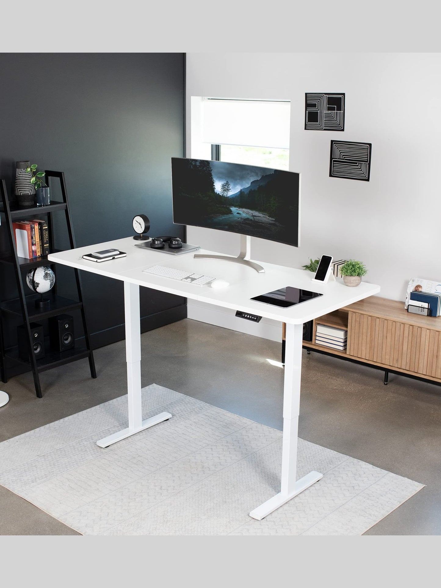 VIVO Electric 71 x 30 inch Standing Desk Workstation, Memory Controller Height Adjustment, 1B Series, White Top White Frame, DESK-KIT-1W7W