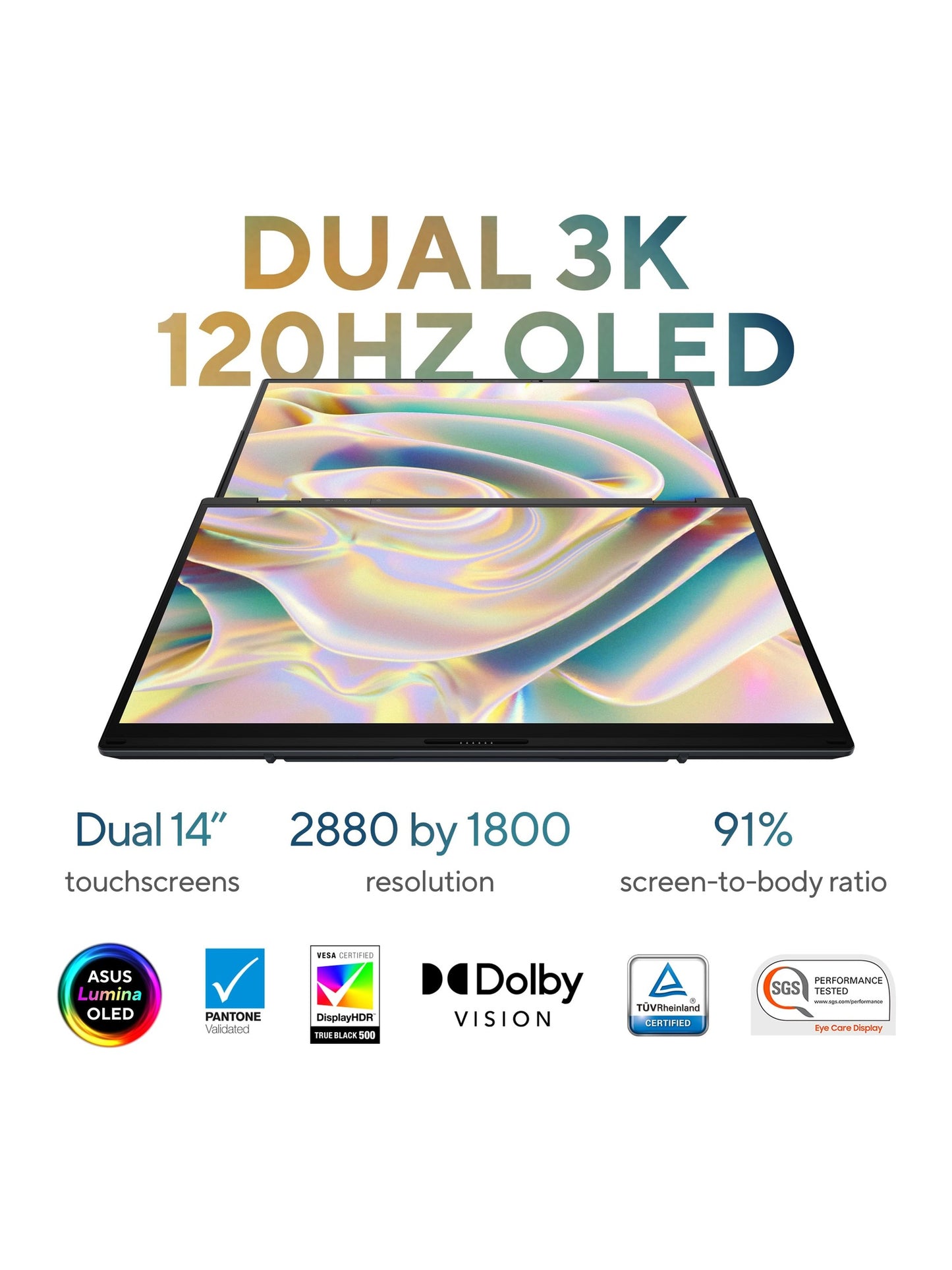 ASUS Zenbook DUO Dual 14" OLED 3K 120Hz Touchscreen Laptop Intel Core Ultra 9 285H 32GB RAM 1TB SSD Inkwell Gray