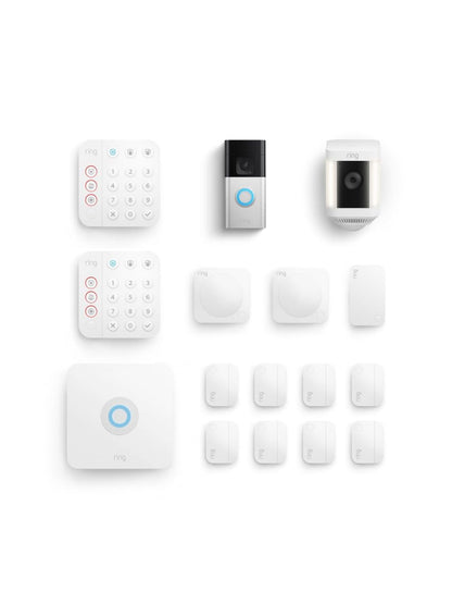 All-new Ring Battery Doorbell Plus with Ring Spotlight Cam Plus, (White) and Ring Alarm 14-Piece (White)