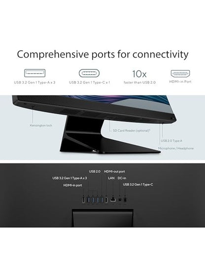 ASUS M3702 All-in-One, 27” FHD Display, AMD Ryzen™ 5 7520U Processor, 16GB RAM, 1TB SSD, Windows 11 Home, Kensington Lock, Black, M3702WFA-PB506