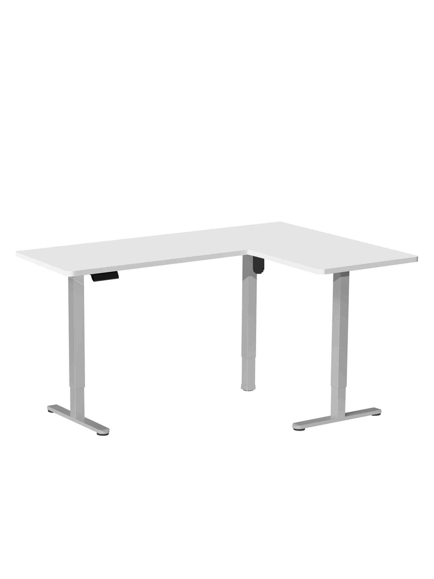 VIVO Electric Corner L-Shaped 63 x 55 inch Standing Desk, Height Adjustable, Memory Controller, White Top Gray Frame, DESK-E3CTGW