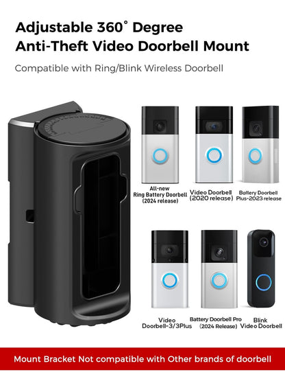 Adjustable 360° Degree Doorbell Angle Mount Compatible with Ring/Blink Wireless Video Doorbell/Battery Doorbell Plus/Pro Mount, Ring Camera Holder Door Mount no Drill
