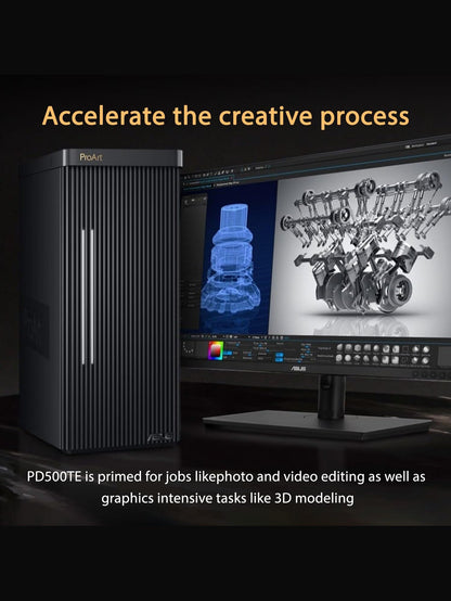 ASUS ProArt Station PD500TE High-Performance Desktop, Intel i7-13700, GeForce RTX 4070, Multizone Cooling, 64GB RAM, 2TB SSD, for Designing, 3D Modeling, with Thunderobot ML101 Wireless Mouse Bundle