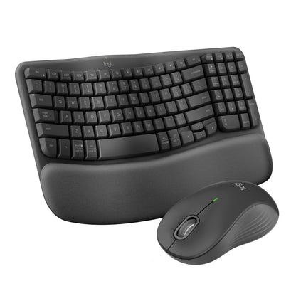 Logitech Wave Keys MK670 Combo, Wireless Ergonomic Keyboard with Signature M550 L Wireless Mouse, Comfortable Natural Typing, Bluetooth, Logi Bolt, for Multi-OS, Windows/Mac - Graphite