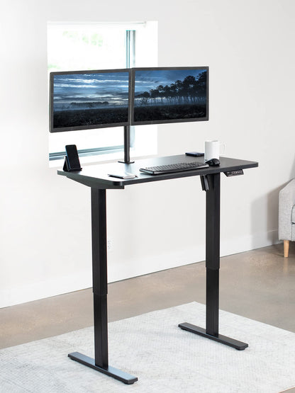 VIVO Electric 43 x 24 inch Standing Desk Workstation, Memory Controller Height Adjustment, 1B Series, One-Piece Black Top, Black Frame, DESK-KIT-1B4B