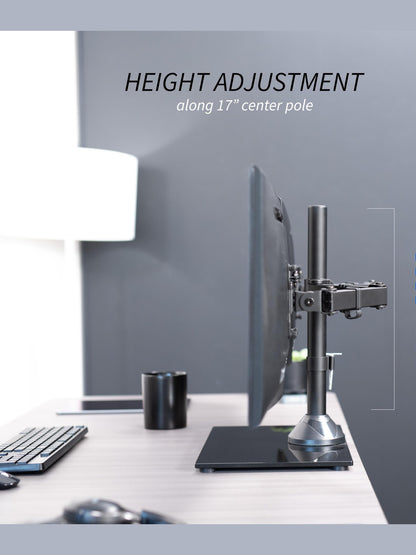 VIVO Freestanding Dual Monitor Stand with Sleek Glass Base and Adjustable Arms, Mounts 2 Screens up to 32 inch and 22 lbs Each, Black, STAND-V002FG