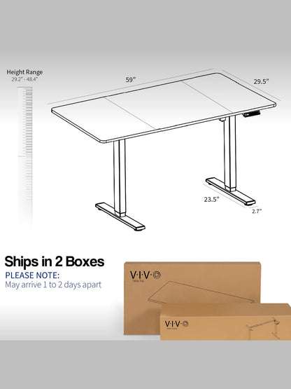 VIVO Electric 60 x 30 inch Standing Desk Workstation, Memory Controller Height Adjustment, 1B Series, White Top White Frame, DESK-KIT-1W6W-30