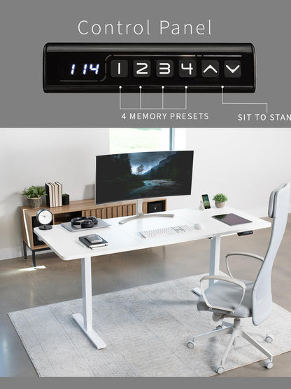 VIVO Electric 71 x 30 inch Standing Desk Workstation, Memory Controller Height Adjustment, 1B Series, White Top White Frame, DESK-KIT-1W7W