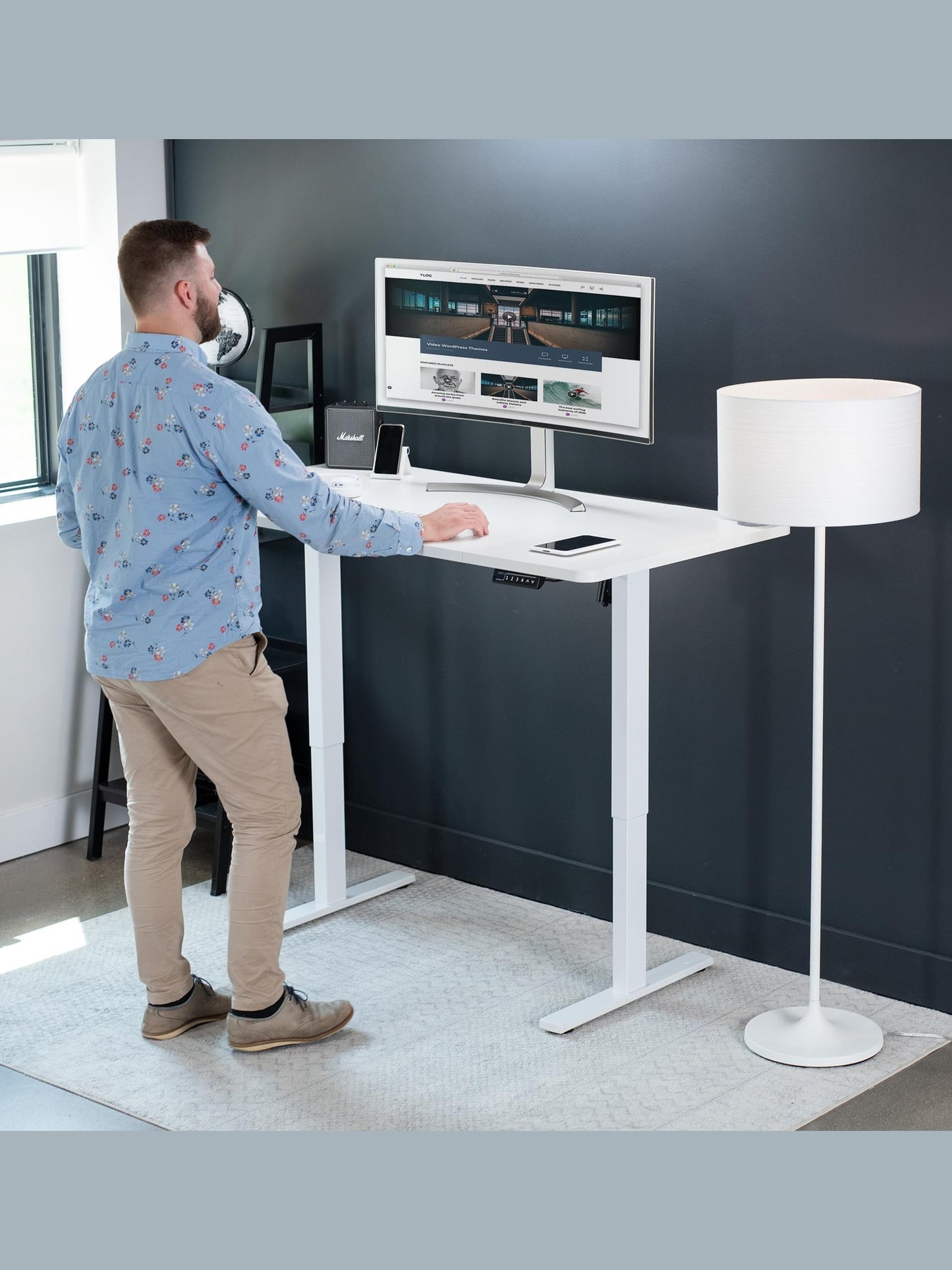 VIVO Electric 60 x 30 inch Standing Desk Workstation, Memory Controller Height Adjustment, 1B Series, White Top White Frame, DESK-KIT-1W6W-30